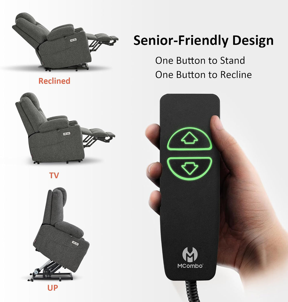 MCombo Power Lift Recliner Chair for Elderly 7040(Grey, Medium) | Heat and Ma...