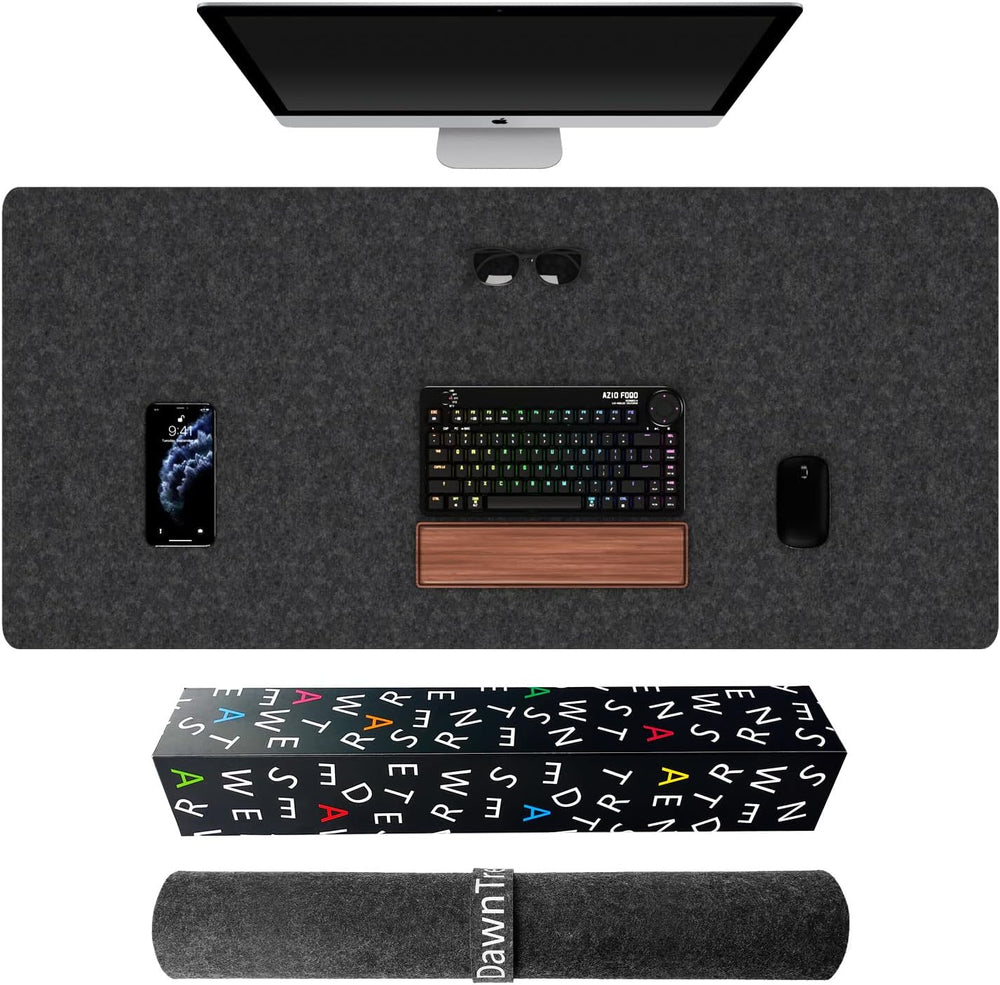 DAWNTREES Large Felt Desk Mat,39.4''x19.69'' Full Keyboard an...