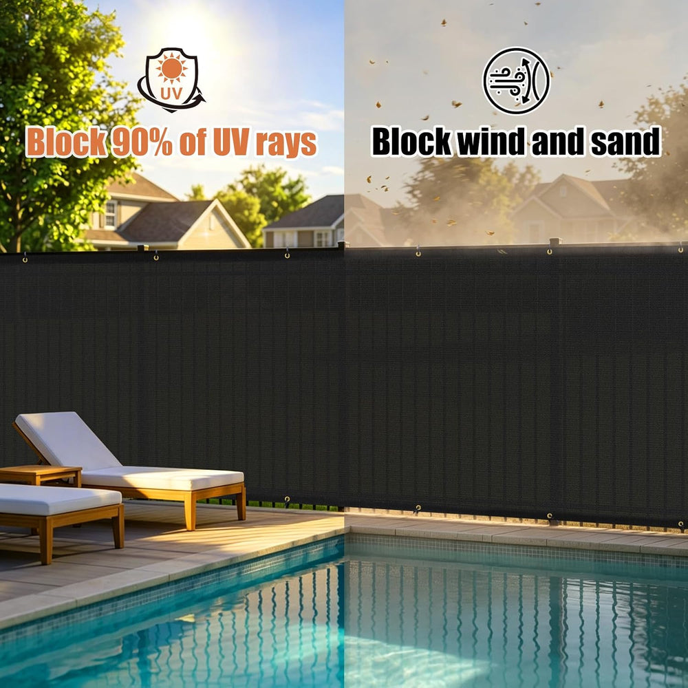 Kanagawa Privacy Screen Fence 4 x 50ft, 90% Blockage Screen, Black