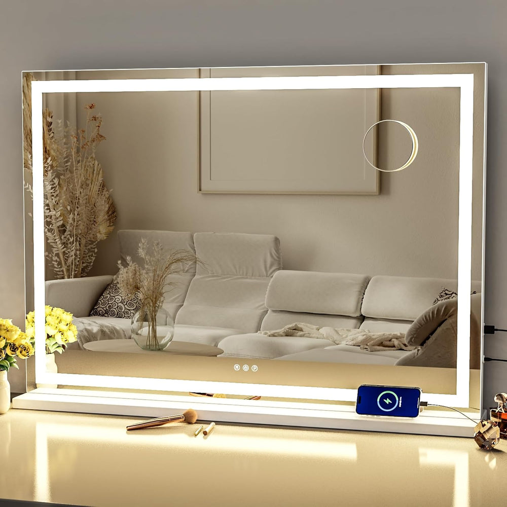 Gvnkvn Makeup Vanity Mirror with Lights 32" x 24" Large LED Makeup ...