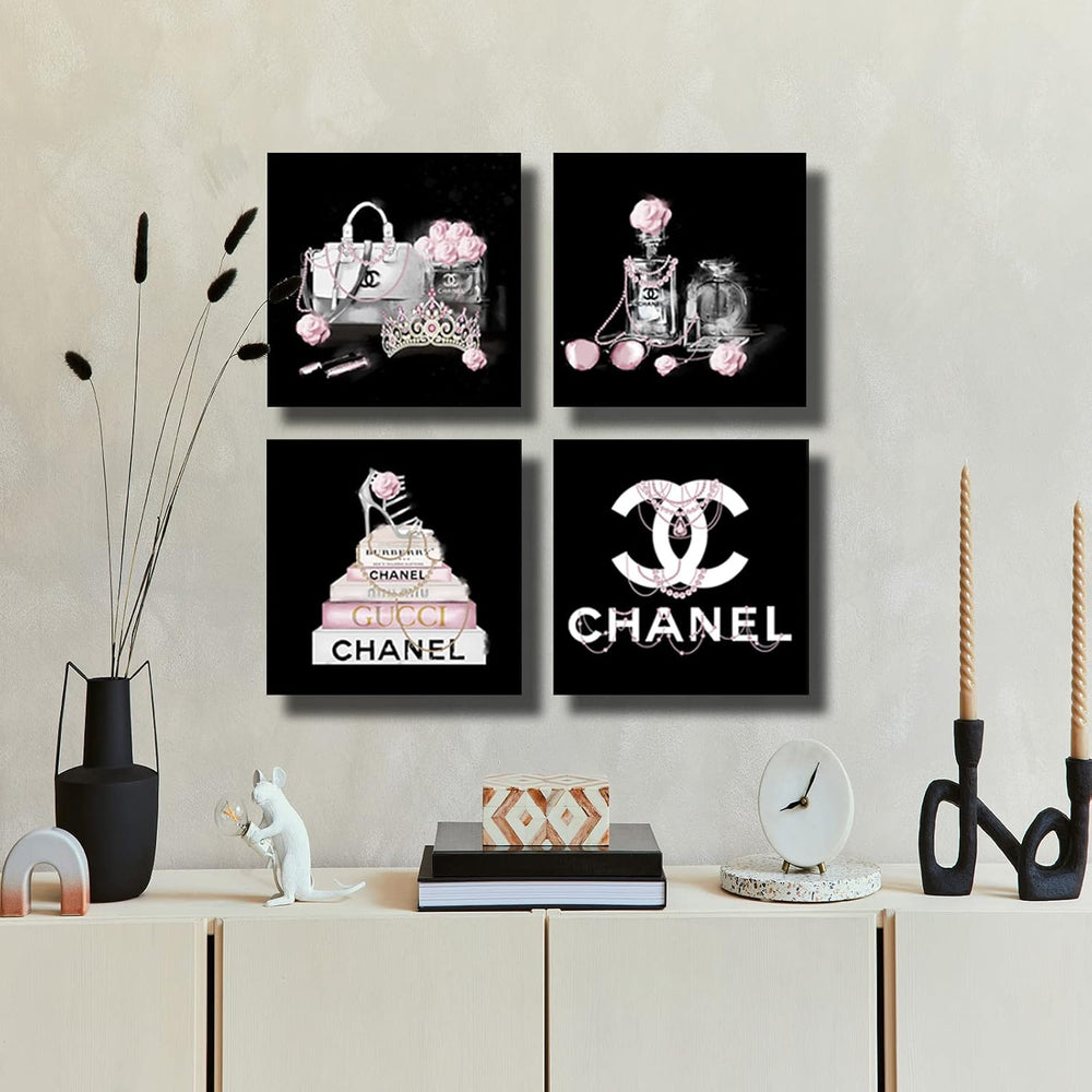 Meetdeceny Black And White Wall Art/Pink Book Pictures Room Decor for Teen Gi...