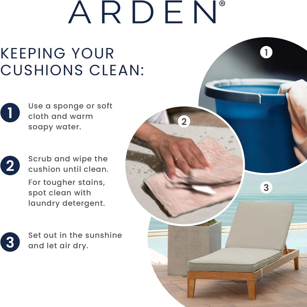 Arden 2-Pack Patio Dining Outdoor Chair Cushions, 20x44, Rain-Proof Seat Pad,...
