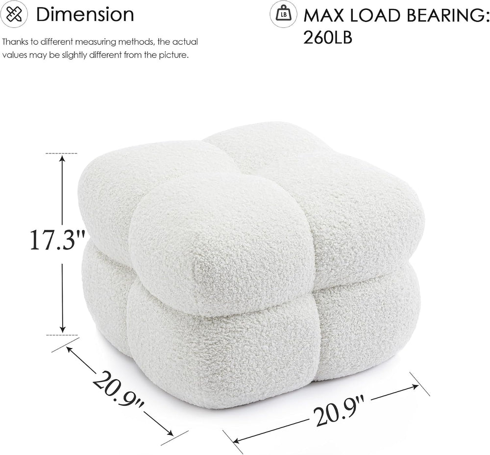 Zesthouse Square Pouf Ottoman Footstool, Modern Vanity Chair for Bedroom