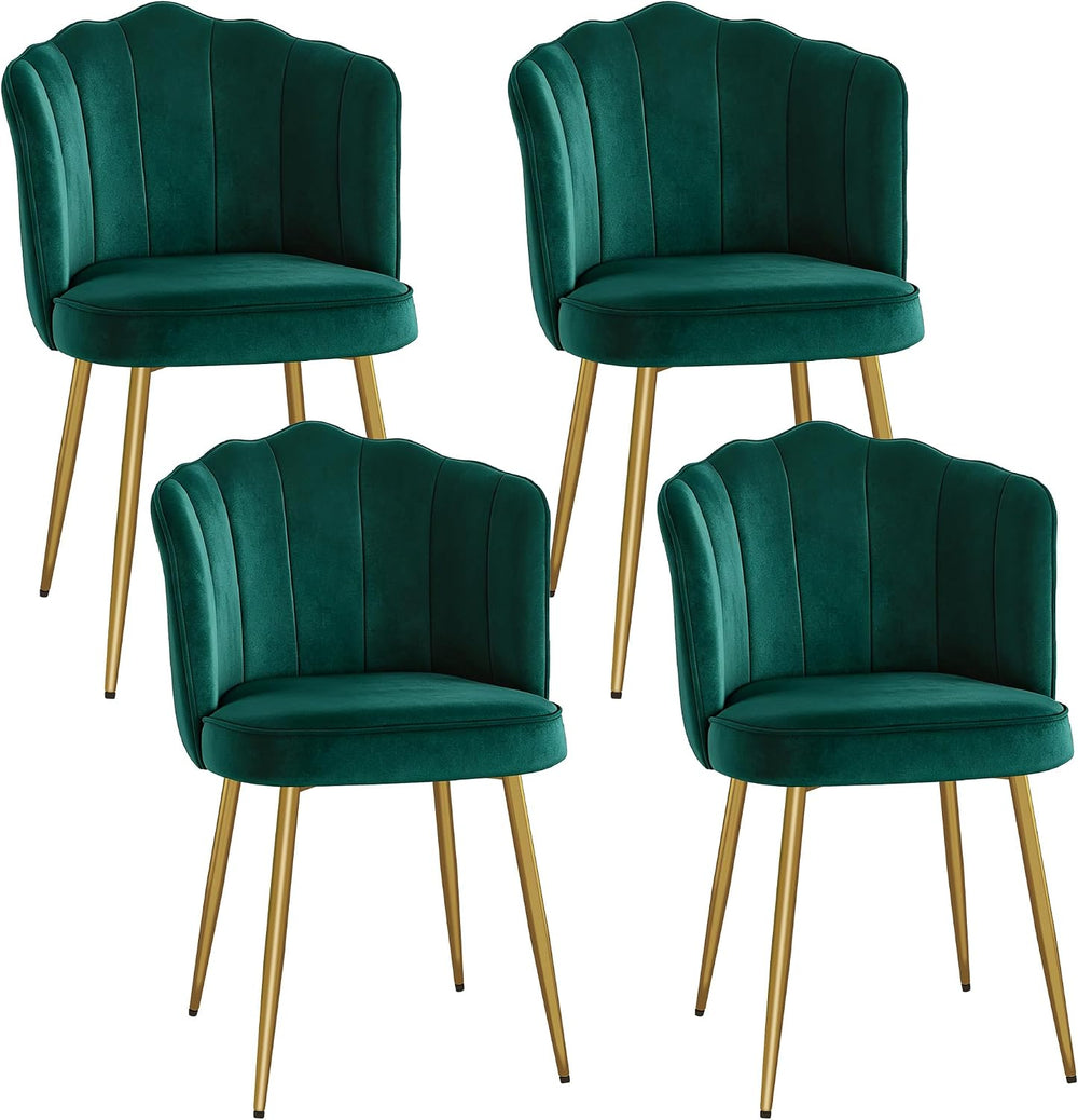 VECELO Velvet Dining Chairs Set of 4, Modern Upholstered Kitchen Chairs with ...