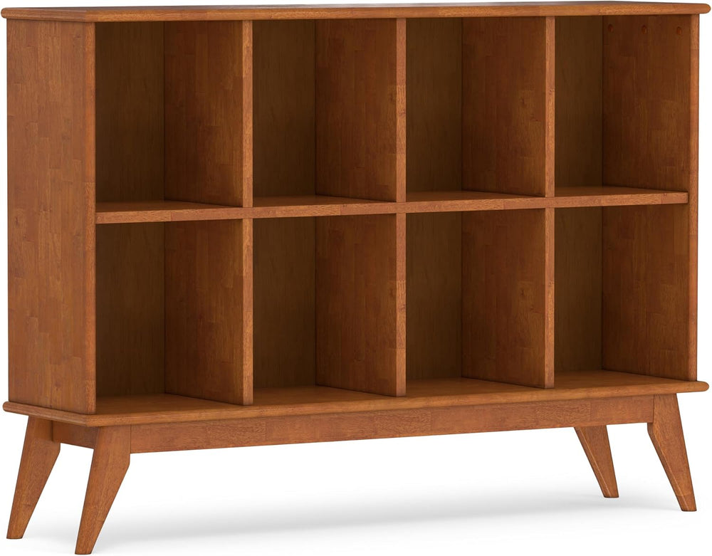 SIMPLIHOME Draper 57" Wide Solid Wood 8-Cube Console Table in Teak Brown