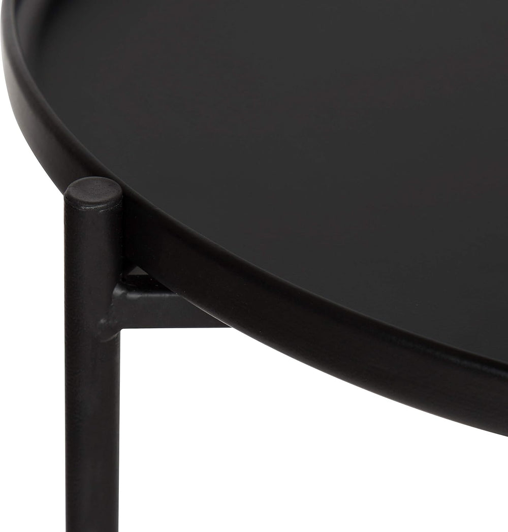 Kate and Laurel Ulani Set of 2 Nested Round Metal End Tables, Black