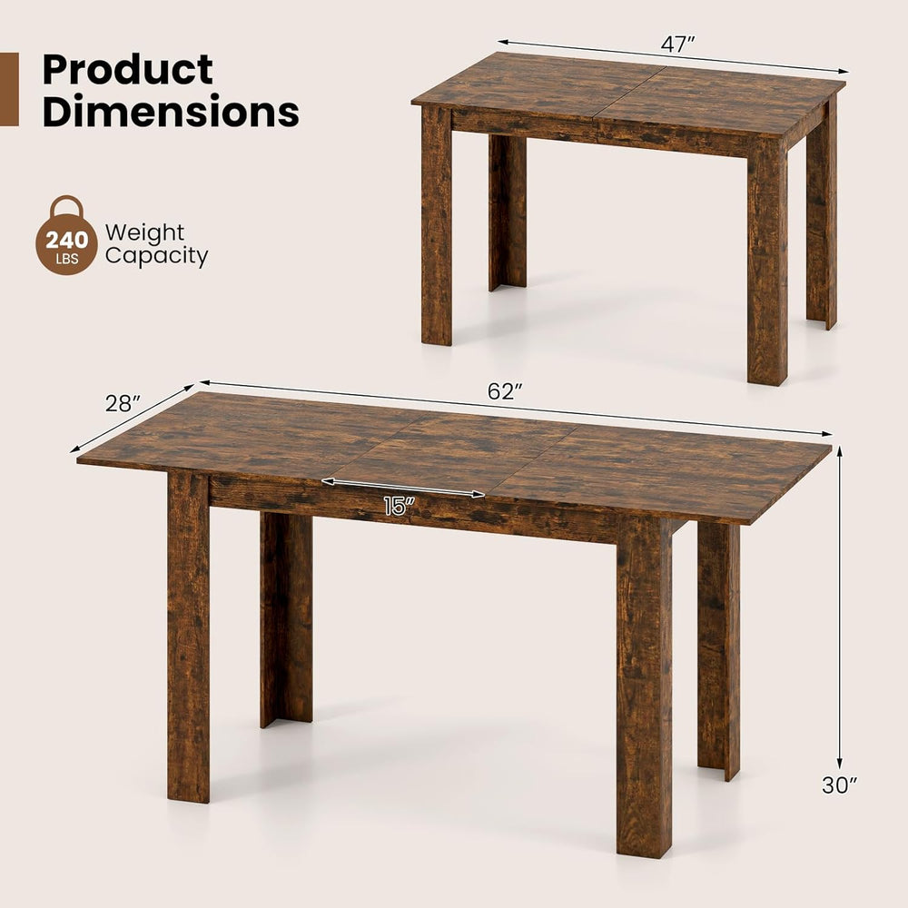 Giantex Extendable Dining Table for 4/6/8, 47"-62" Farmhouse Kitche...