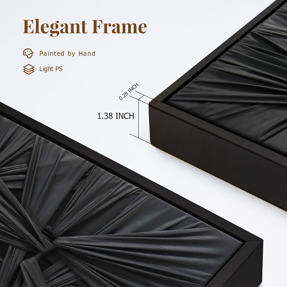 SAFERRYHOME Black Abstract 3D Textured Thick Minimalist Wall Art,24"x36&...