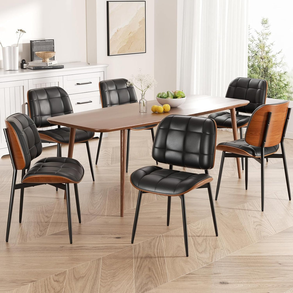 Dining Chairs Set of 4, Black Mid Century Modern Dining Room Chair, Upholster...