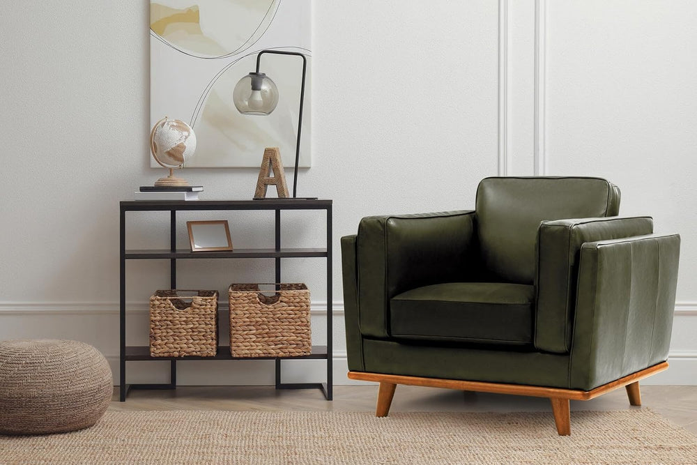 Valencia Artisan Full Leather Accent Chair 41.5” | Pure Full Italian Nappa Le...