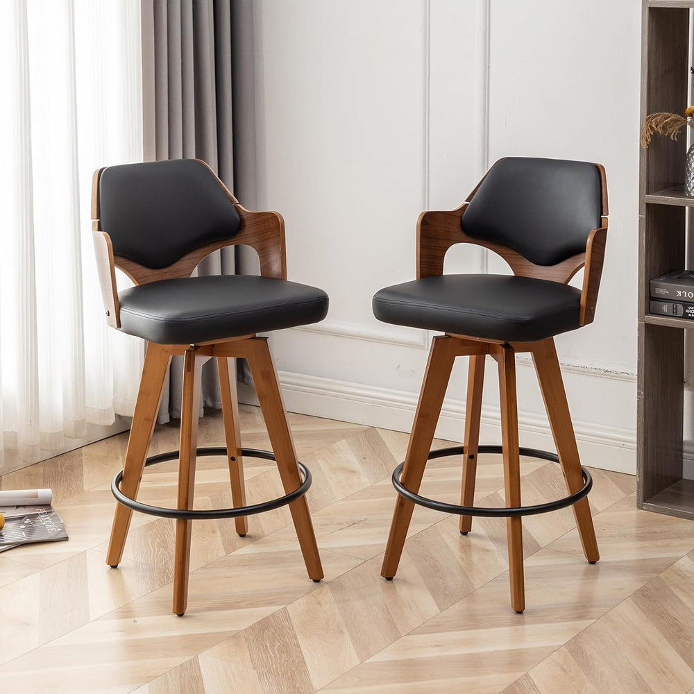 MEKLIBA Swivel Bar Stools Set of 2,30 Inch Bar Height Bar Stools,Upholstered ...
