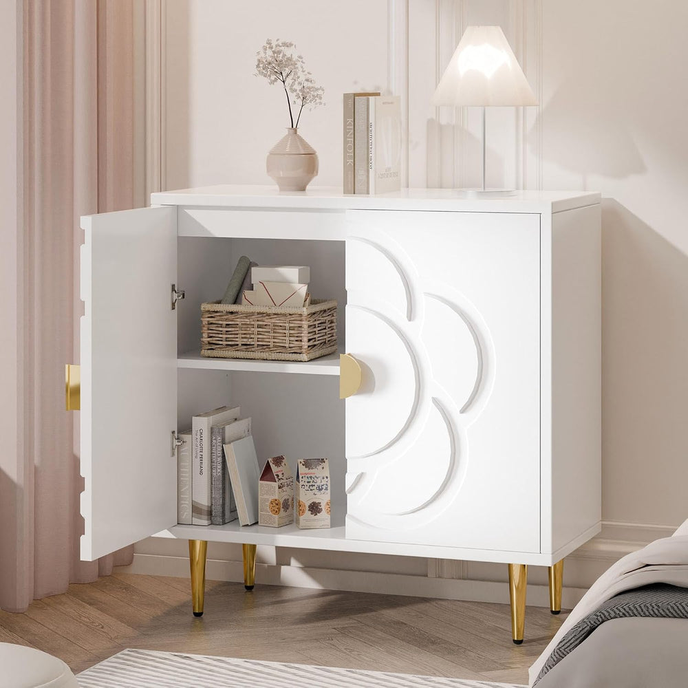 TOLEAD Storage Cabinet, Modern Cabinet with Decorative Flower Pattern Doors, ...