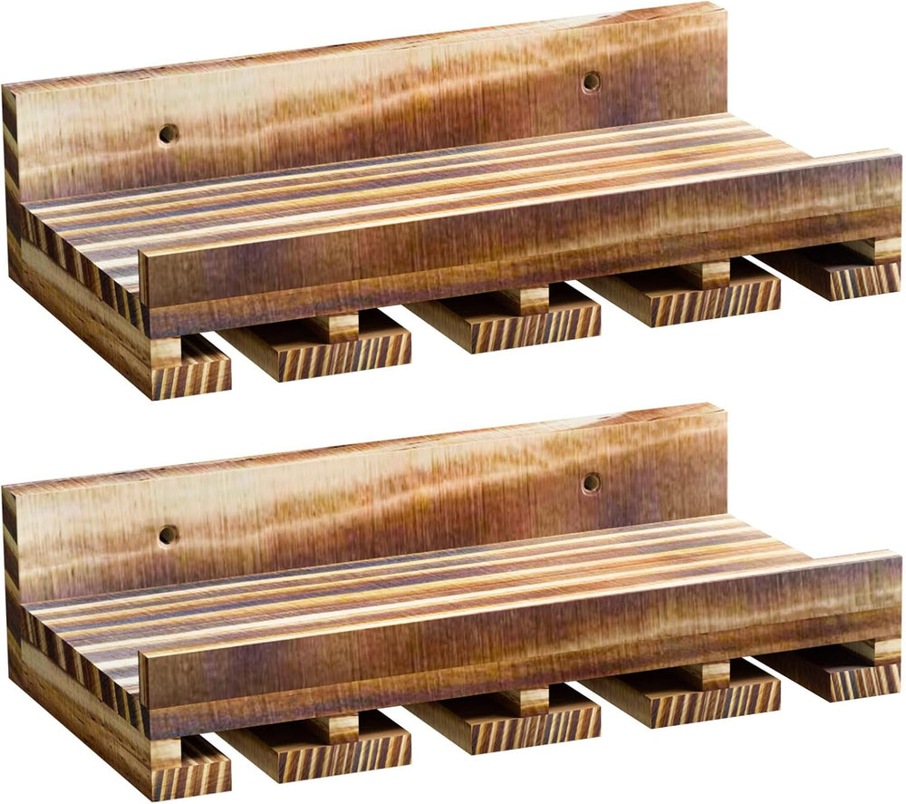 Homde Wall Mounted Wine Rack: 2-Pack Pine Wood Bar Shelf Set | Wine Storage f...