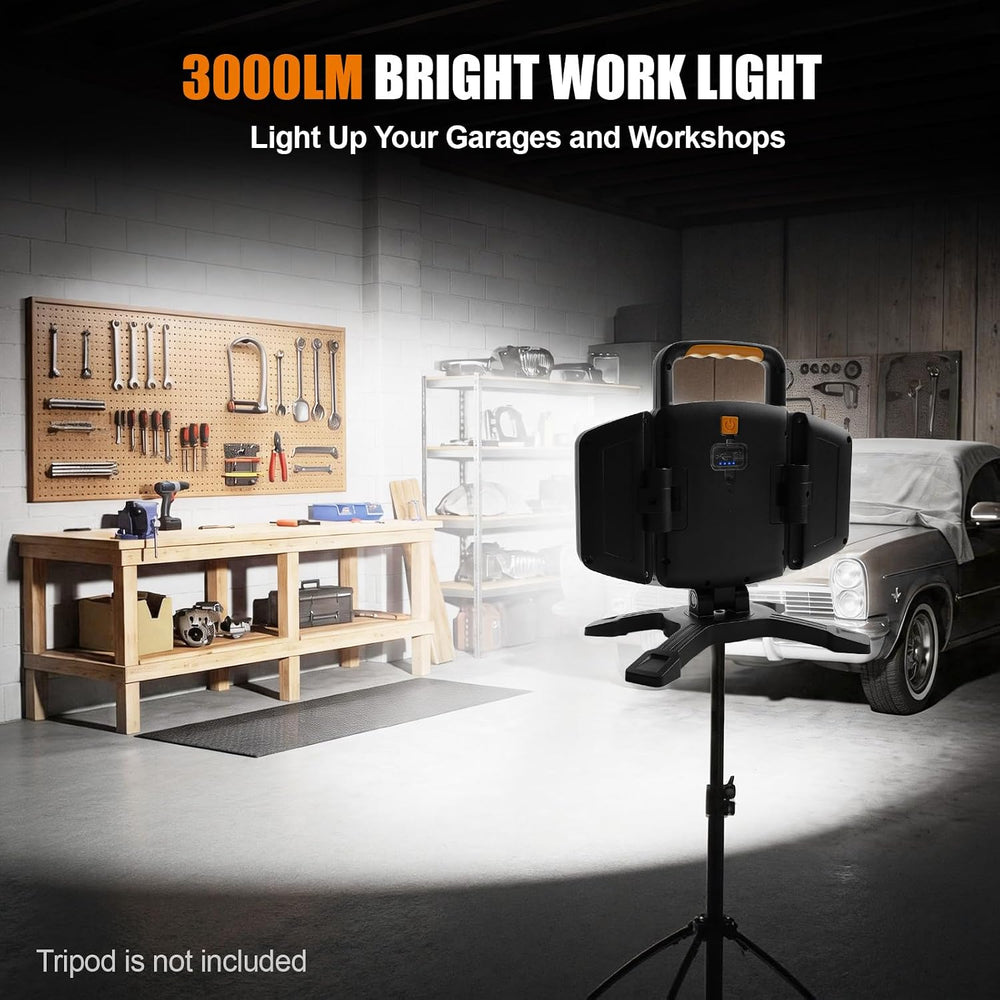 3000LM Rechargeable Work Light, Magnetic LED, Foldable & Portable