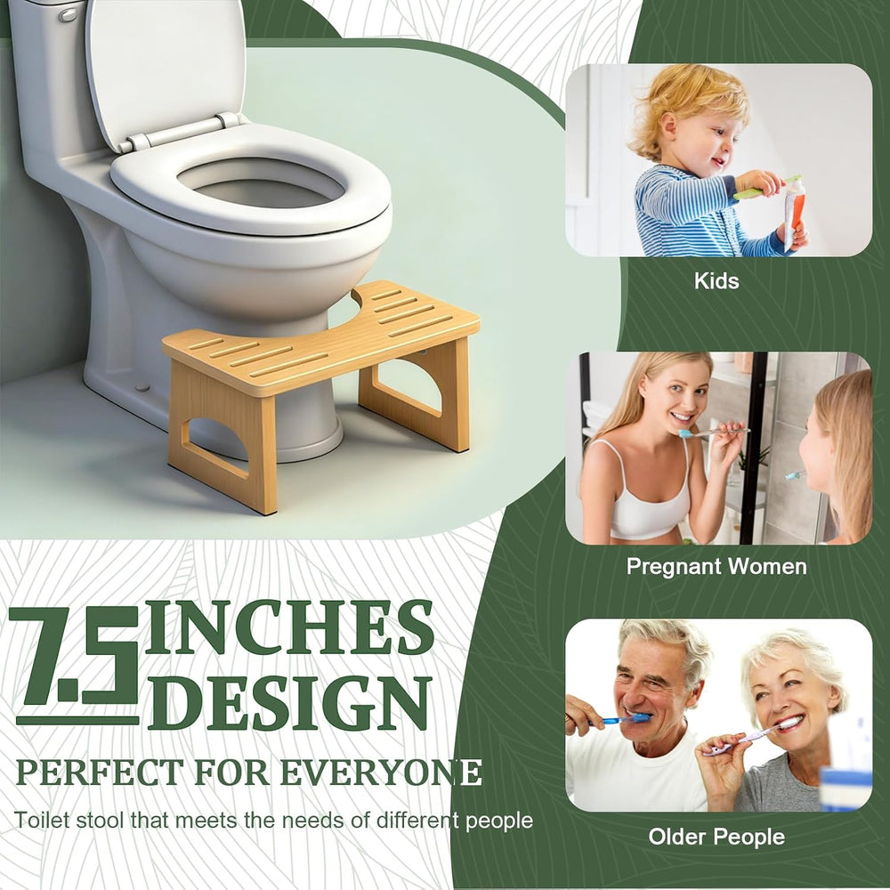 Foldable Toilet Stool, Poop Stool for Bathroom, Bamboo Toilet Stool Squat Adu...