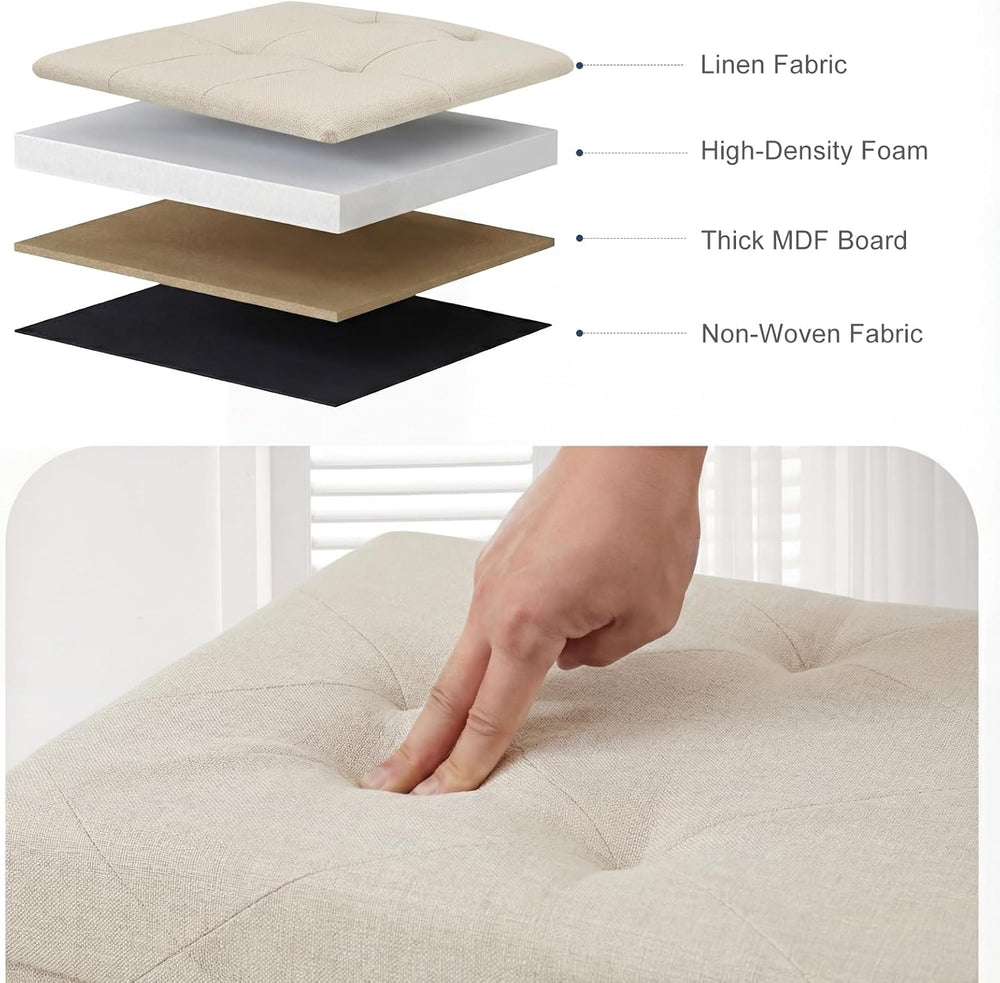 DUMOS 43 Inch Folding Storage Ottoman Bench, Durable Ottoman with Storage