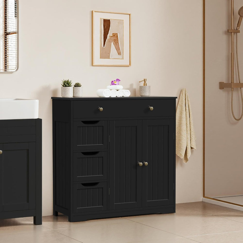 Topeakmart Storage Cabinet with 4 Drawers and 2 Doors, Adjustable Shelves, Fr...