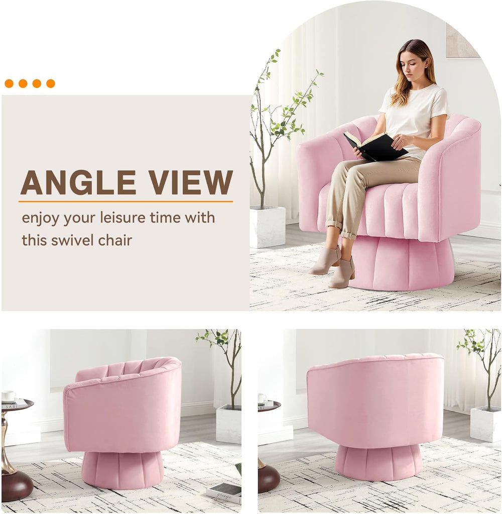 YSICK Swivel Accent Chair,360°Swivel Barrel Chairs, Mid-Century Chair with Wi...