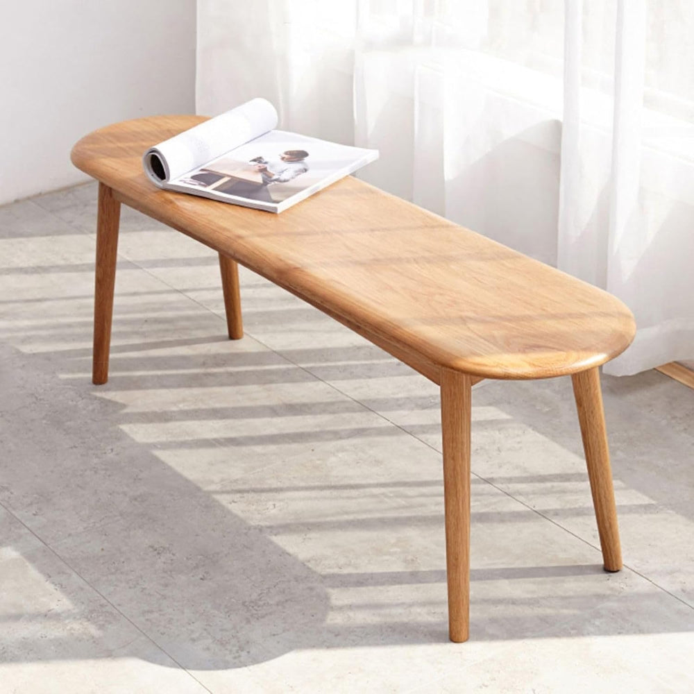 47'' 100% Solid Oak Wood Dining Bench,Rounded Corner Baguette Shape C...