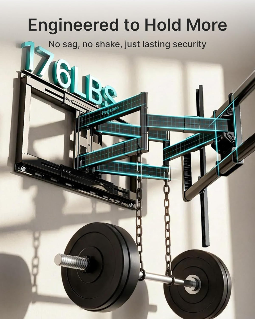 Pegzone Full Motion TV Wall Mount for 43-100 Inch TVs up to 176lbs, 25.2"...