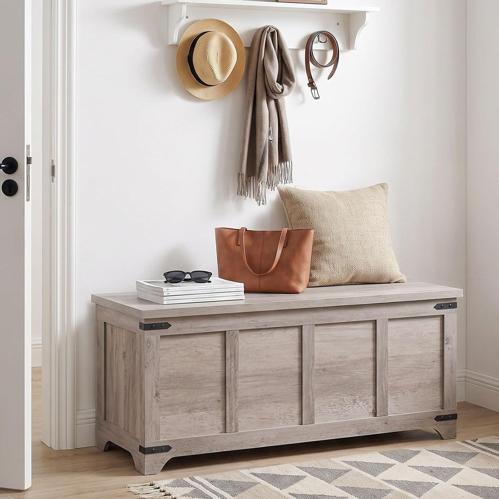MAHANCRIS 47.2" Storage Chest Extra Large, Wooden Storage Bench with 2 S...