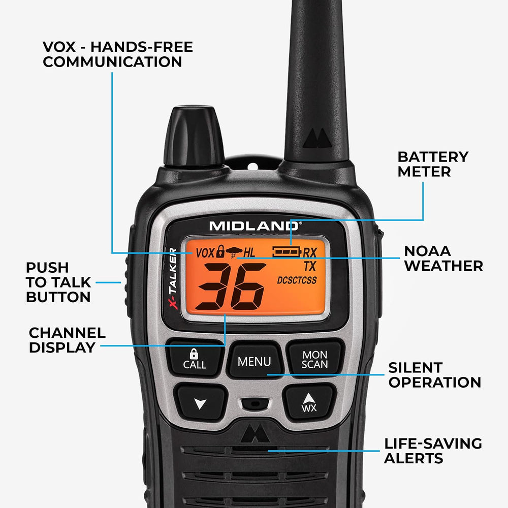 Midland T77VP5 X-Talker FRS Walkie Talkie, Black
