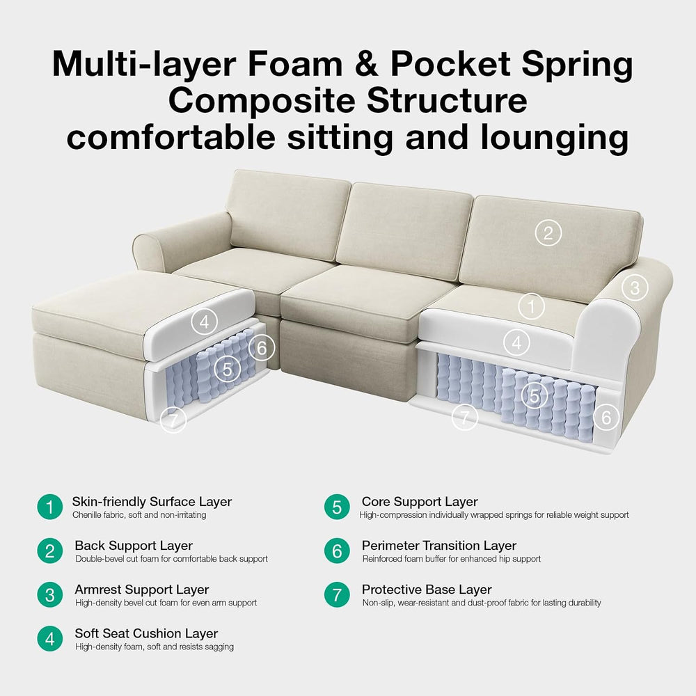 Novilla 108" Modular Sectional Sofa, Modular Sectional Couches for Livin...