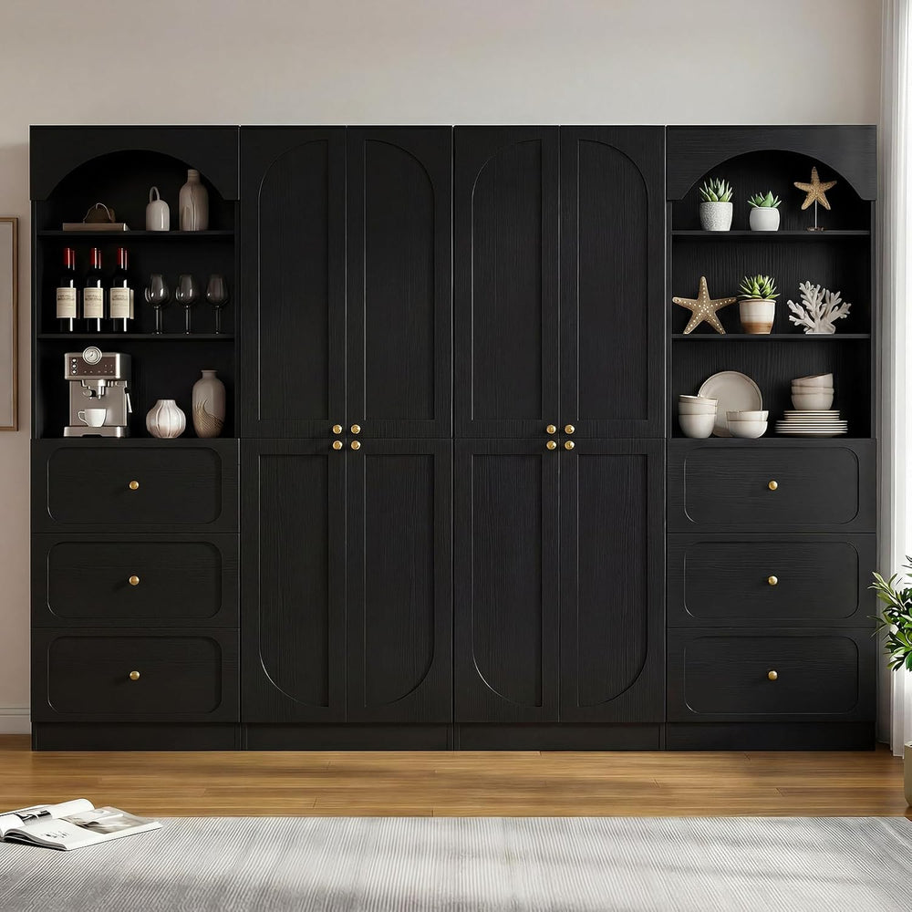 Cyclysio 80" Kitchen Pantry Cabinet with 6 Drawers, Wide Arched Kitchen ...