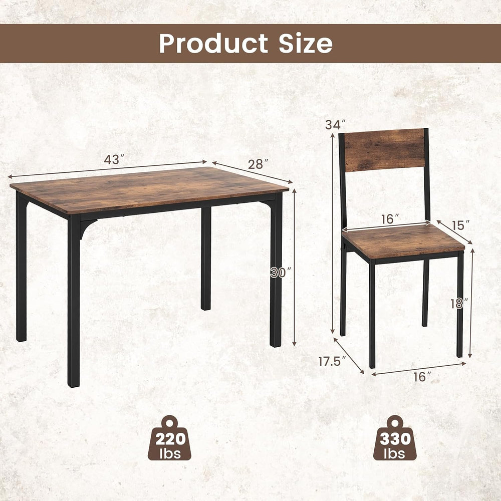 Tangkula 5-Piece Dining Table Set for 4 | Heavy Duty Metal Frame, Space-Savin...