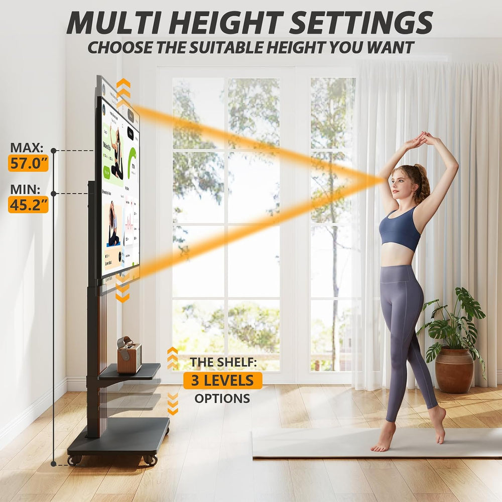 TVON Heavy Duty Rolling TV Stand for 55-100 inch Large Screens | Supports up ...