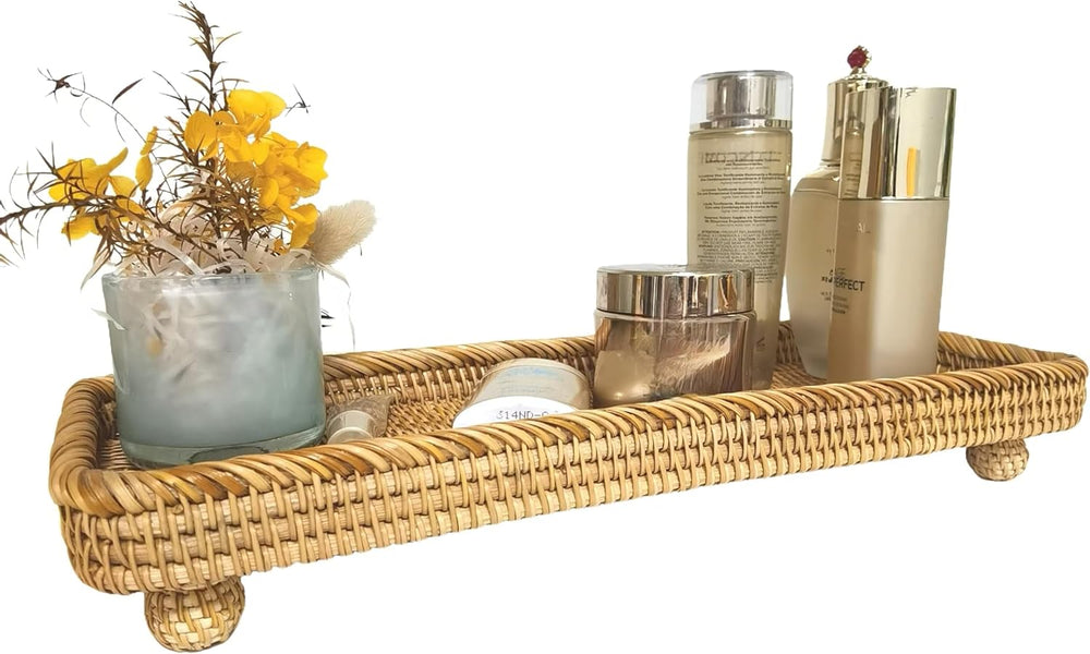 i-lan 17Inch Rectangle Natural Wicker Pedestal Display Riser for Table Center...