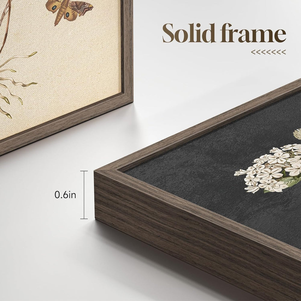 Framed Vintage Botanical Floral Wall Art for Living Room, 4 Piece 12x16 In
