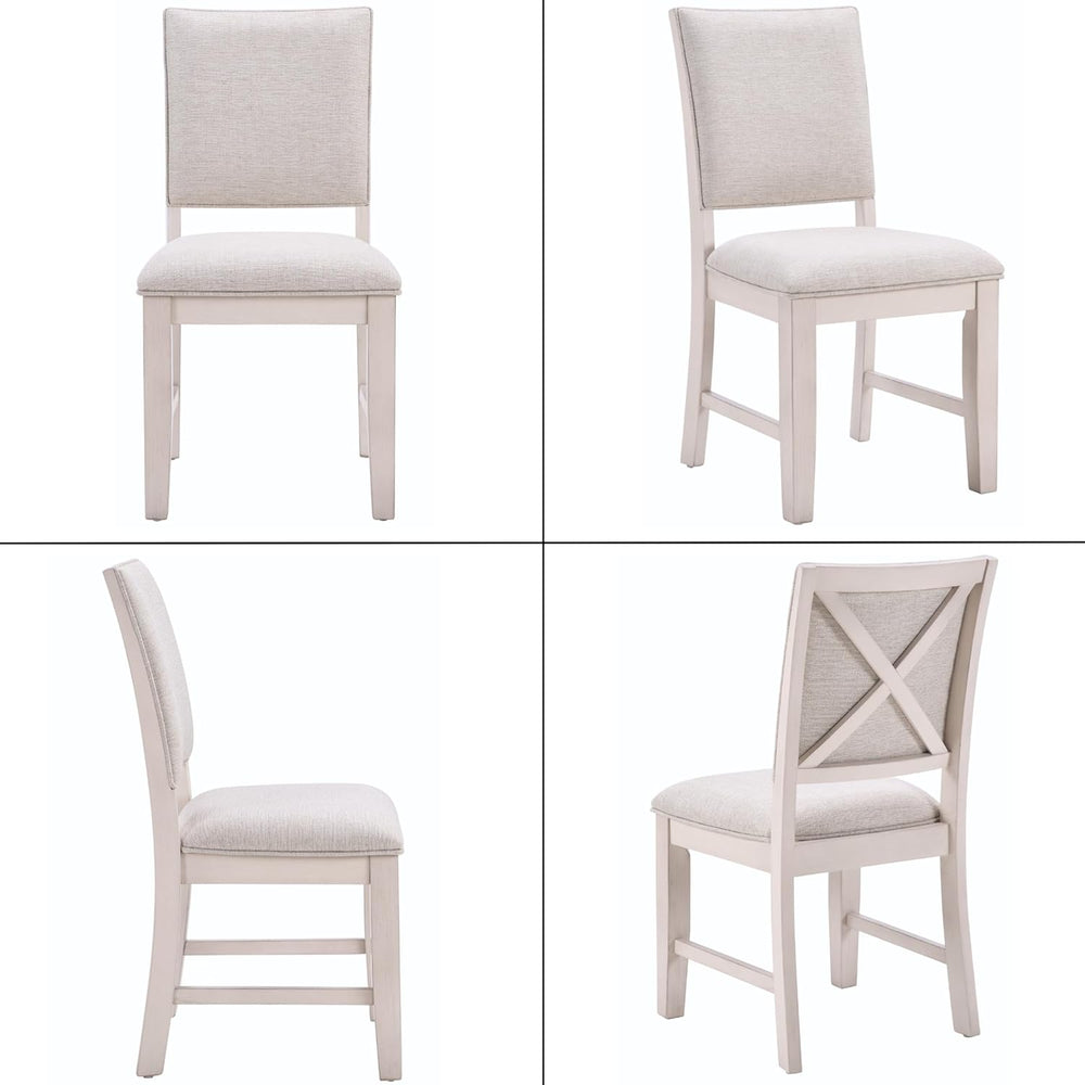 Farmhouse Dining Chairs Set of 4 Upholstered Kitchen Chairs with Cross Back A...