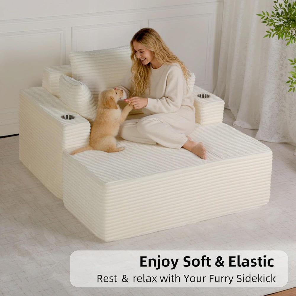 54"W Oversized Chaise Lounge Chair Indoor, Chaise Lounge Couch, Converti...