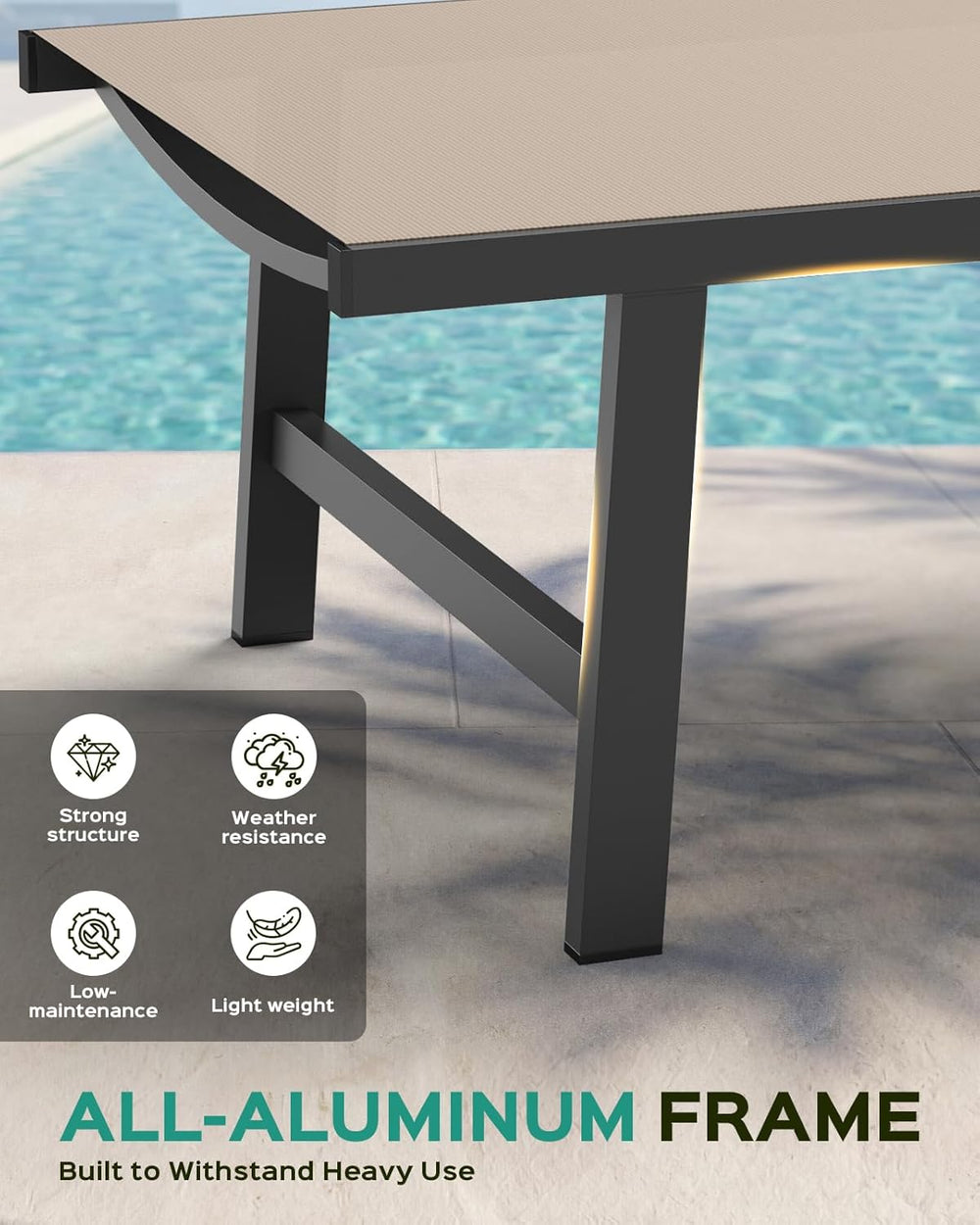 Vexwalx Patio Chaise Lounge Chair Outdoor with Wheels&Armrests, Aluminum ...