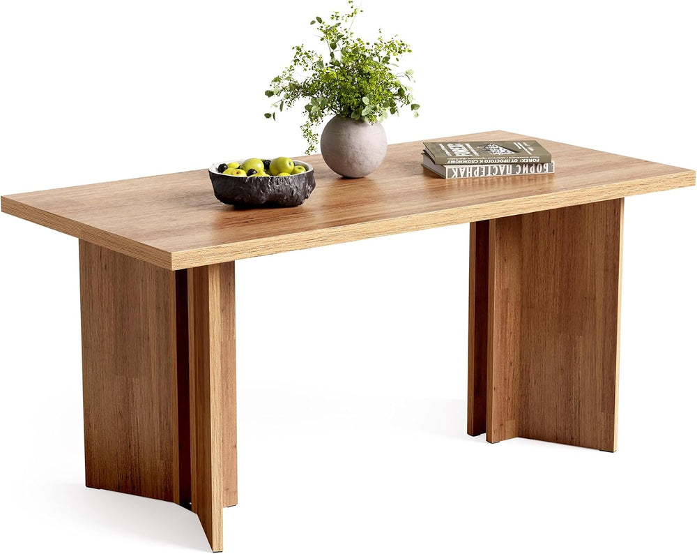 LITTLE TREE Wooden Dining Table Set for 6, 63-Inch Rectangle Kitchen Table, M...