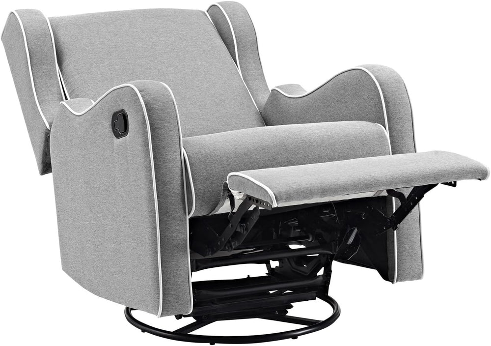 Angel Line Rebecca Upholstered Swivel Gliding Recliner, Gray Linen with White...