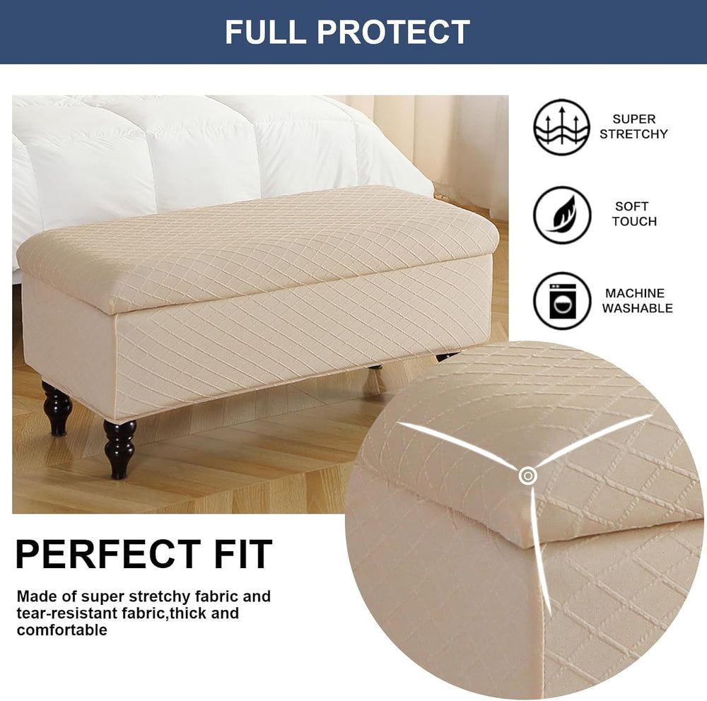 FUANGUI Ottoman Cover Slipcovers Rectangular Folding Stretch
