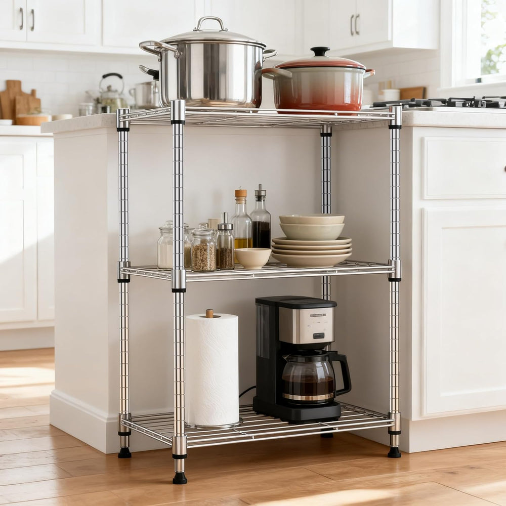 M MZG 450 lbs Wire Storage Shelving 3-Tier Utility Shelving Unit Steel Organi...