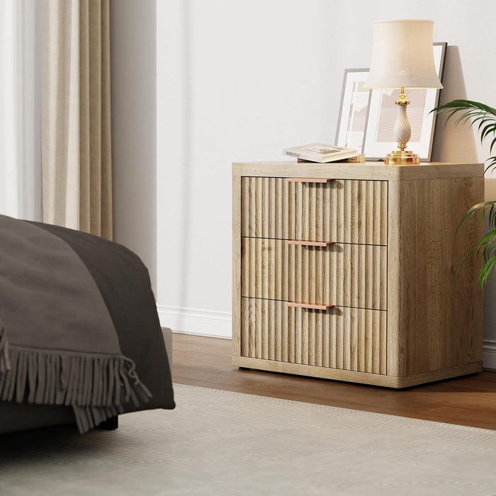 23" Wide Fluted Nightstands Set of 2, Bedroom End Table