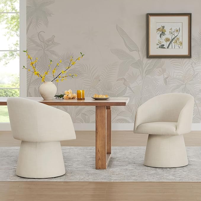 Swivel Dining Chairs Set of 4, Upholstered Mid Century Modern Deskchair with ...