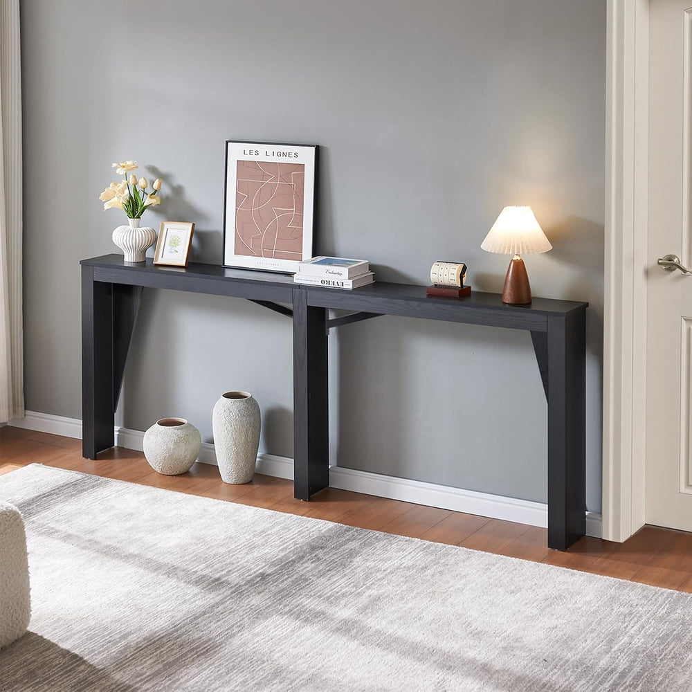 MOHOPE 78.8" Long Console Table with Power Outlets, 7.9" Narrow Sof...