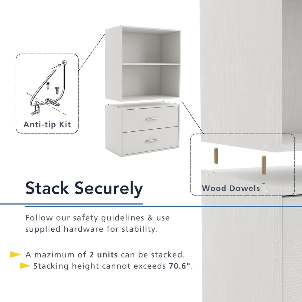 Homes: Inside + Out Apexa 2-Drawer Wooden Stackable Storage Drawers, Small Fo...