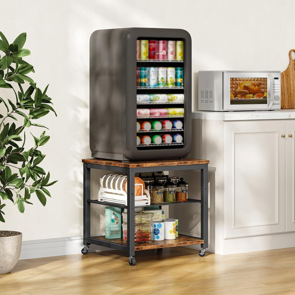 HOOBRO Mini Fridge Stand, Mini Fridge Cabinet with 2-Tier Storage Shelf, 19.7...