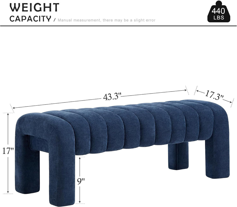 43.3" Bedroom Bench, Upholstered Entryway Bench, Modern End of Bed Ottom...
