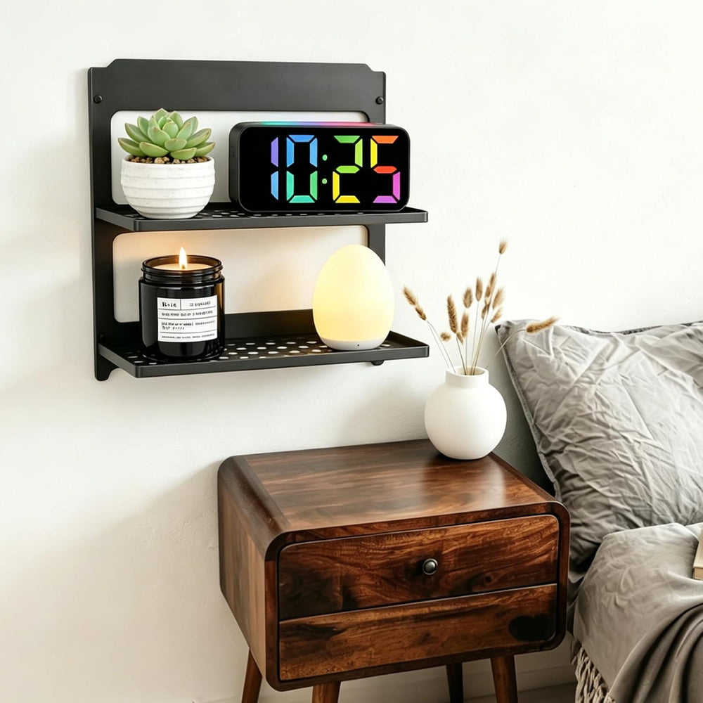 2-Tier Folding Metal Shelf Wall Mounted,Small Foldable Wall Shelf