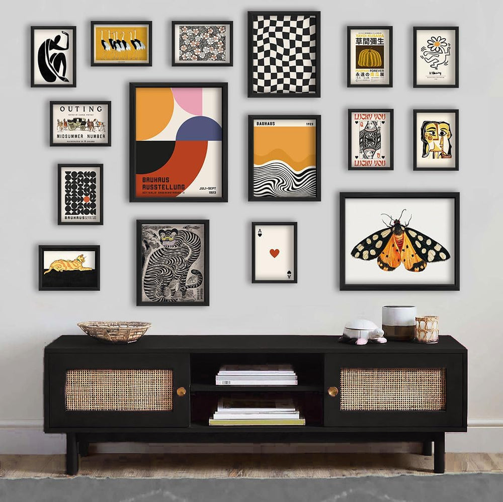 ANERZA 16 PCS Wall Art Framed Eclectic Wall Art Decor, Modern Maximalist Wall...