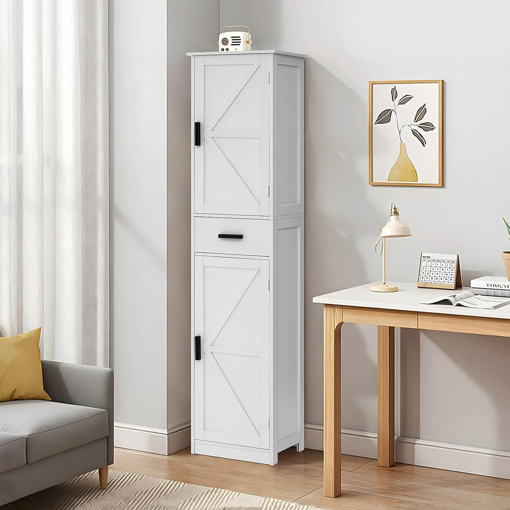 WEENFON Tall Bathroom Cabinet, Storage Cabinet with 6 Shelves & Drawer, B...