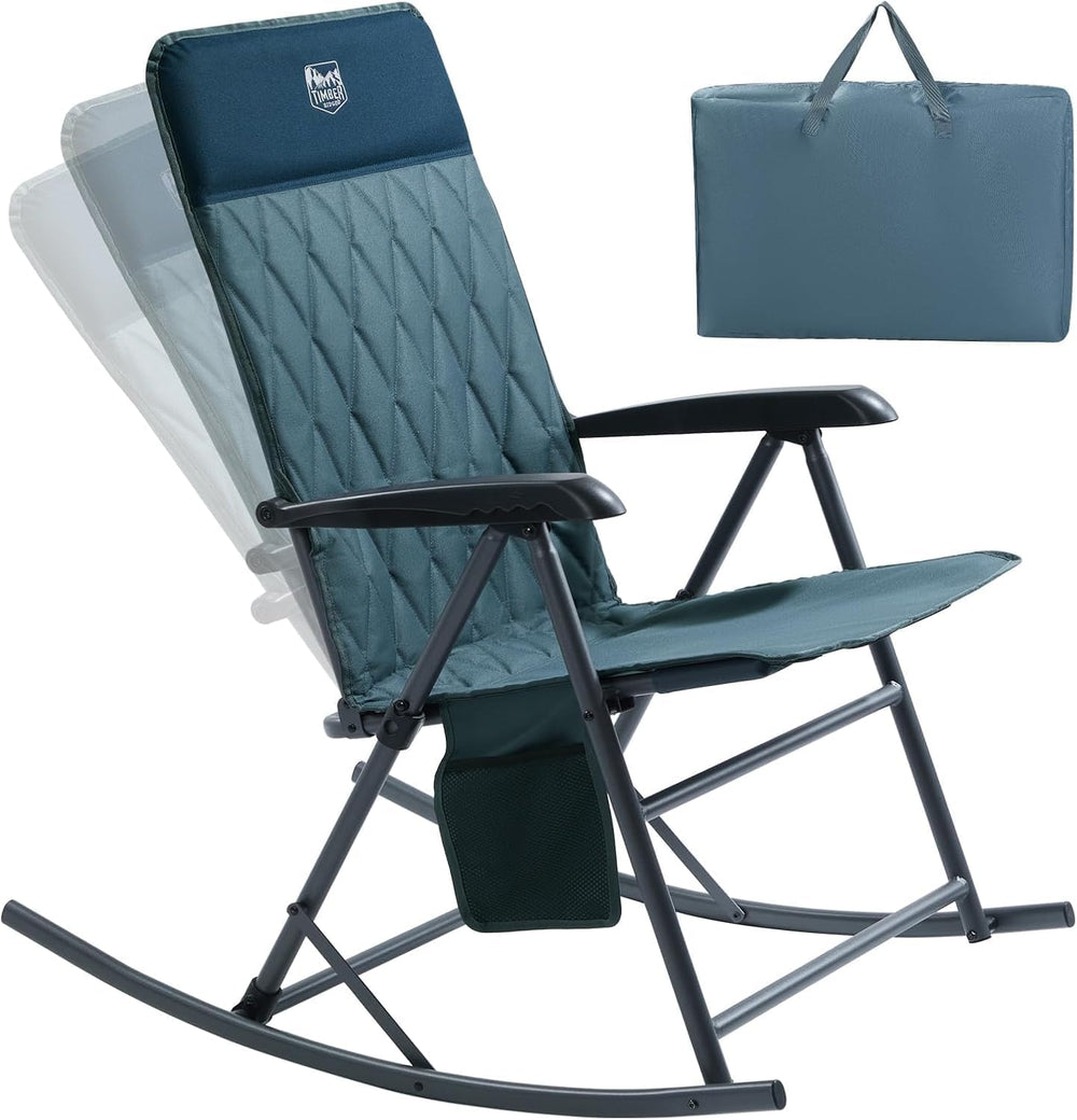 Timber Ridge 3-Level Adjustable Rocking Camping Chair, Ergonomic Padded High ...
