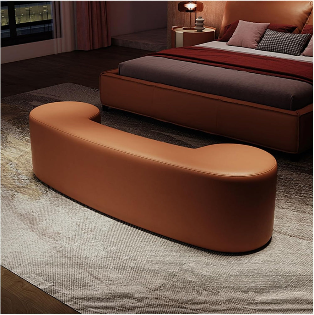 Modern Faux Leather Bench, Creativity Bedroom Benches Footrest Stool, for End...